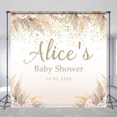 Lofaris Custom Boho Beige Flower Reed Baby Shower Backdrop